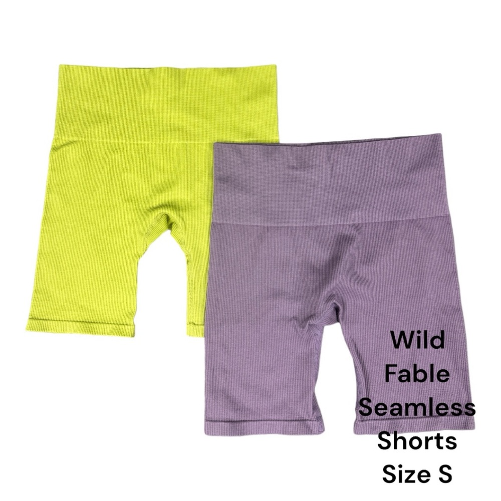 *Wild Fable* Seamless High Waist Bike Shorts 2 Pr (Lavender, Lime Green) Size S